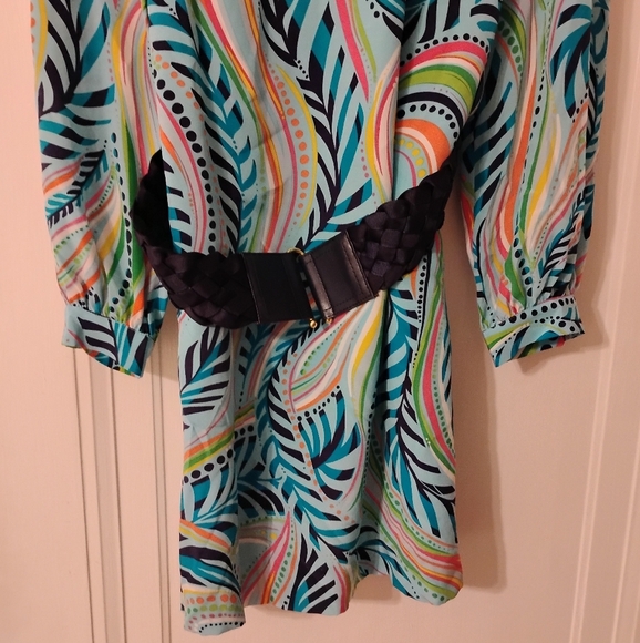 Lilly Pulitzer Wayles Silk Dress in Turquoise Multi Sea Me, Size 0 - Picture 7 of 16